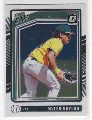 2024 Myles Naylor Panini Donruss Optic Rated Prospect Oakland #196 - Image 1 of 2