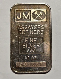 Johnson Matthey JM 1/2oz .999 Silver Bar S/N 001667 - Picture 1 of 2