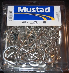 100 Mustad 34081D Size 12/0 Saltwater Big Game Hooks Do It Jig Molds 34081D-120 - Picture 1 of 2