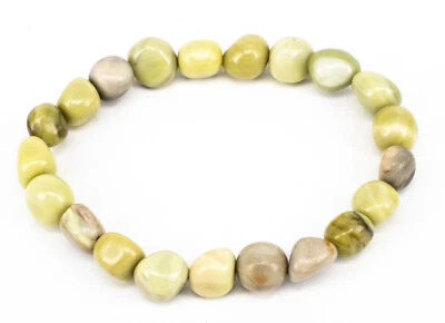 Grünes Serpentin Nuggetarmband – Elastisch, ca. 19cm - Natürlicher Edelstein - Bild 1 von 4