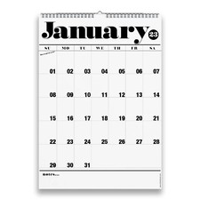 2023 Wall Calendar. Large B&W A3 Yearly Wall Planner. 1 month per page + Jan 24.
