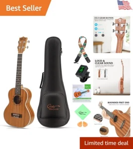 Concert Ukulele 23 inch Sapele Body Nylon Strings Case Beginner Friendly - Picture 1 of 11