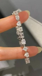 10K WHITE GOLD REAL DIAMOND FANCY TENNIS BRACELET 12.46CT VVS-VS-FG - Picture 1 of 4