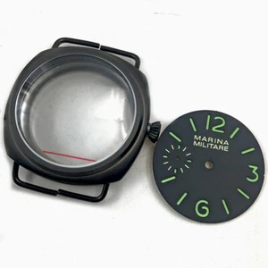 45mm black PVD coated Watch case+big second Dial Fit ETA 6497 ST3600 movement - Picture 1 of 8