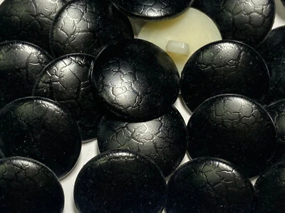 BLACK Faux Lizard-Snake-Reptile Pattern Washable Poly Button 15mm 23mm shank - Image 1 of 4