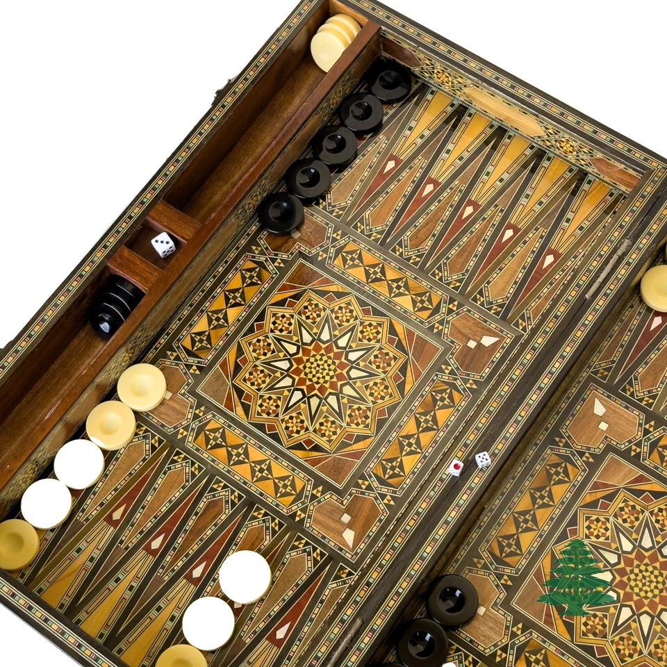 Backgammon Board and Chess Set Wide and Large Size From Lebanon - Real Pearls - Image 1 of 4