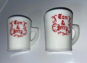 1950’s MCKEE HAZEL ATLAS Tom & Jerry Punch Cups Eggnog MCM Red Letter NONSTUDDED - Picture 1 of 4