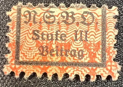 1940s Germany N.S.B.D. Stufe III Beitrag Dues Label Stamp Red Zigzag Pattern OC - Image 1 of 2