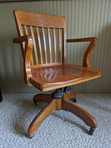 Antique Oak Rolling Swivel Captains Desk Chair Cover