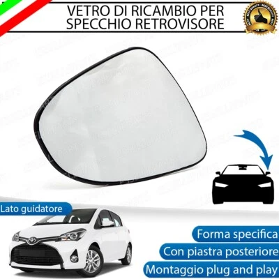 SPECCHIETTO TOYOTA YARIS MK3 VETRO SPECCHIO RETROVISORE SINISTRO  LATO GUIDA - Immagine 1 di 4