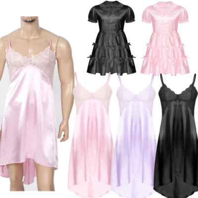 Men's Maid Cosplay Sissy Ruffle Dress Crossdress Sexy Lingerie Costume Clubwear - Image 1 of 3