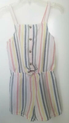 Old Navy Striped Colorful Bib Overall Romper Size 10-12 Girls - Image 1 of 4