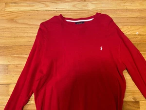 Ralph Lauren Polo 3x dünne Pullover - schwarze, rote und rote Streifen, Größe Large (L) - Bild 1 von 6