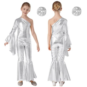 Kids Girls Outfit Bell-Bottom Romper Comfortable Jumpsuit Dance Catsuit Set - Picture 1 of 64