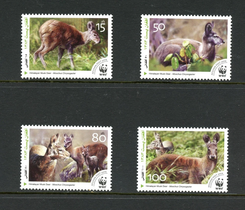 O098 Afghanistan 2004 Fauna Moschusreh 4V MNH - Bild 1 von 1