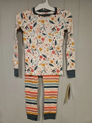 Cat & Jack 2pc Girl's Flower and Stripes Pajama Set Size 8 NWT 2E206 - Image 1 of 4