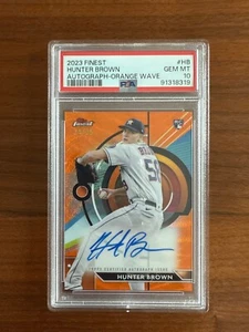 2023 topps finest baseball, hunter brown auto orange wave, PSA 10, pop 2 - Picture 1 of 3