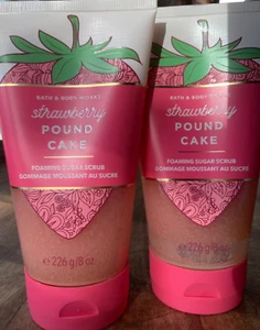 2 (TWO) STRAWBERRY POUND CAKE 8oz Foaming Sugar SCRUB Bath and & Body Works - Picture 1 of 2