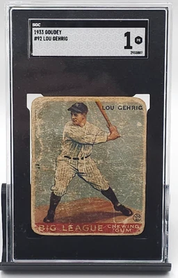 Lou Gehrig SGC 1 1933 Goudey #92 - Imagem 1 de 2