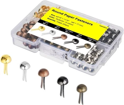 Mini Brads for Paper Crafts 200pcs Multicolor Metal Paper Fasteners 8x17mm Fa... - Image 1 of 4