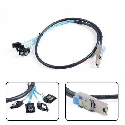 SFF-8088 to 4X SATA  Mini SAS 26Pin to 4*SATA 7Pin Data Connector Cable 6Gbps 1M - Image 1 of 4