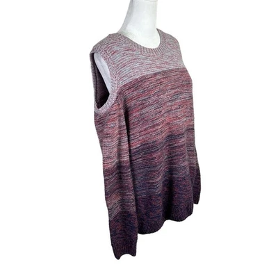 Rebecca Minkoff Sweater Top Cold Shoulder Purple Medium Color Block Casual - Image 1 of 4