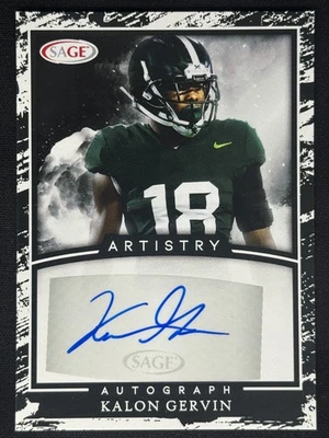KALON GERVIN 2022 SAGE Artistry Rookie RC Auto #A-KG2 | Michigan State - Image 1 of 2