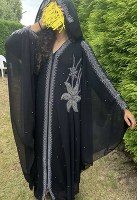 NEU Abaya Kaftan Hijabkleid Maxikleid Damen Langarm Schwarz - Bild 1 von 4