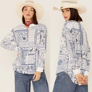 Johnny Was Vanya Schiffu Oversized Hemd Stickerei Paisley Button Down Baumwolle L - Bild 1 von 6