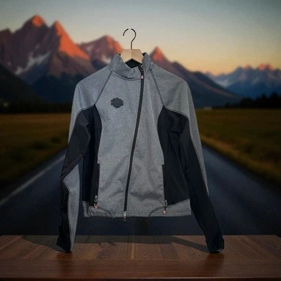 Harley Davidson женщин серый полиэстер черный молнии акваланга куртка размер S - Изображение 1 из 4