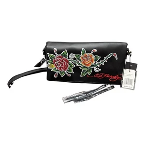 Ed Hardy Falttasche/Clutch/Crossbody Strass Rosen. 2 Fächer. - Bild 1 von 6
