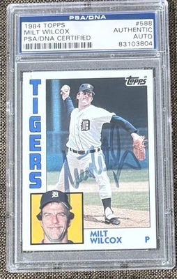 1984 TOPPS BASEBALL AUTOGRAPHED MILT WILCOX CARD #588 PSA/DNA AUTHENTIC AUTO - Image 1 of 2