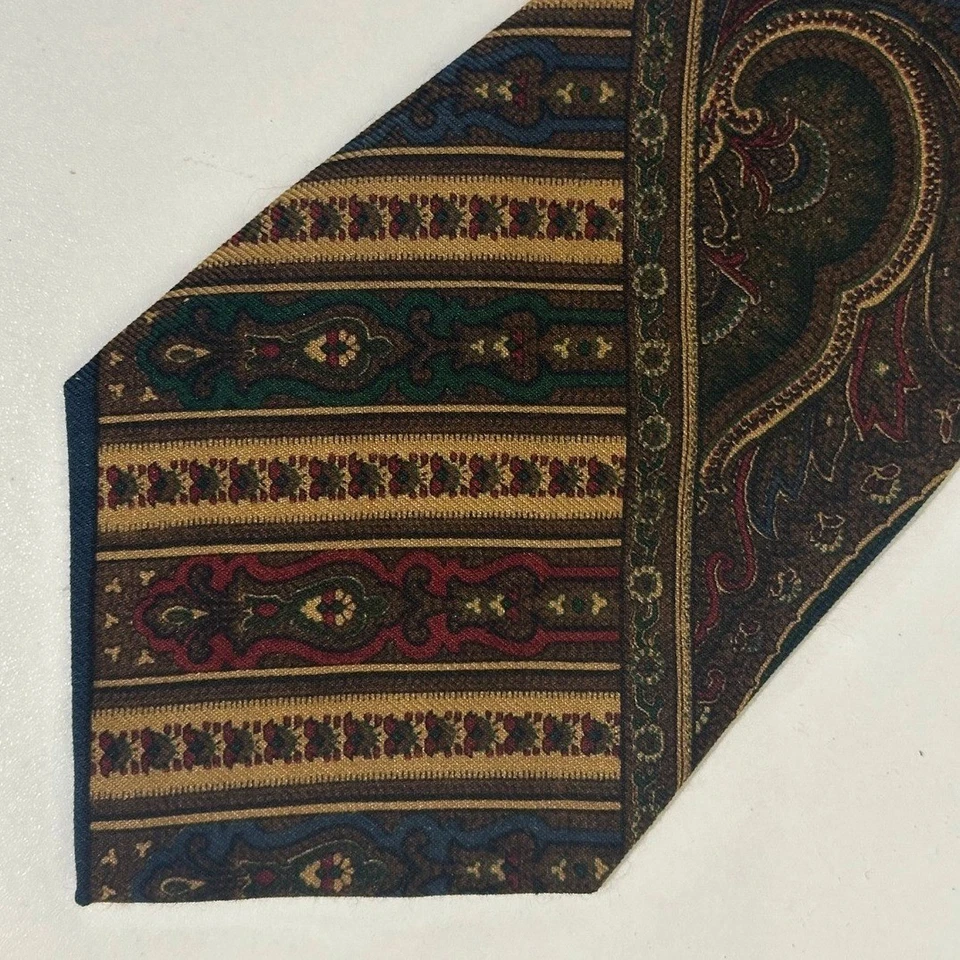 Corbata Polo Ralph Lauren Vintage Para Hombre Cachemira Seda Tonos Tierra Paisley EE. UU. 56" Foto 1 de 4