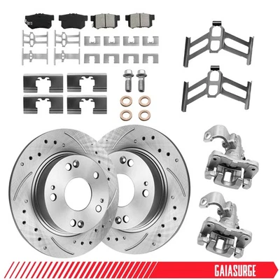 Rear Disc Rotors Brake Pads + Calipers Kit for Honda Civic 2006-2015 Acura ILX Foto 1 de 4