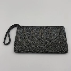 Black Beaded Evening Clutch Purse Handmade Bag Formal - Picture 1 of 10