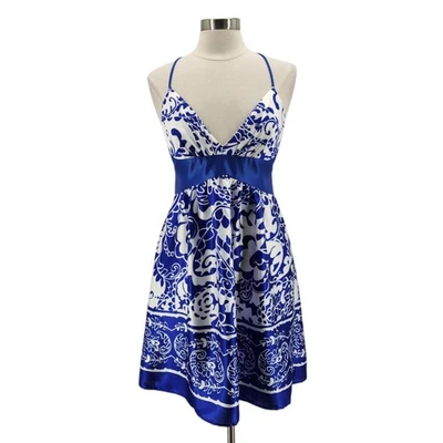 Vintage Jessica McClintock Womens 12 Dress Satin Floral Mini Sleeveless Cocktail - Image 1 of 4