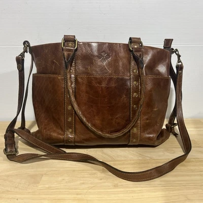 Patricia Nash Marseille Grommet Leather Tote Shoulder Bag Tan Pre Owned - Image 1 of 4