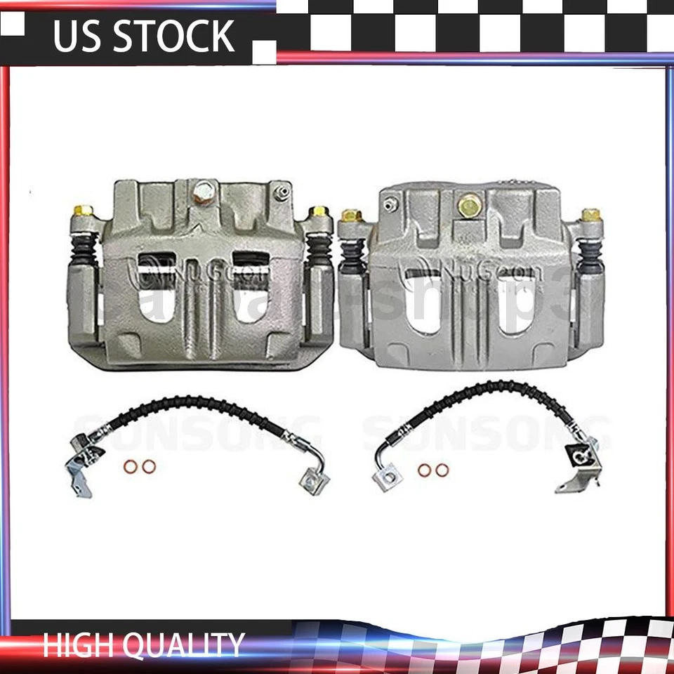 4x Front Car Brake Calipers with Brake Hose Line Fits 2003 Ford Explorer Sport - Imagem 1 de 4