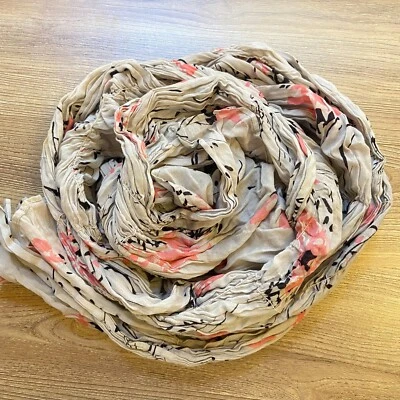 Urban Outfitters Ruched Gray Pink Flower Pattern Rectangle Scarf - Image 1 of 4