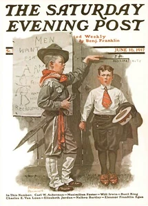 1917 JUN 16 Clubhouse Exam NORMAN ROCKWELL SATURDAY EVENING POST COVER PRINT - Imagen 1 de 3