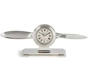Propeller Desk Clock 1900's Trench Art Aluminum Art Deco Aviation Plane Decor - Picture 1 of 3