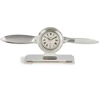 Propeller Desk Clock 1900's Trench Art Aluminum Art Deco Aviation Plane Decor - Image 1 of 3