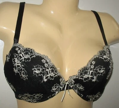GILLIGAN & O'MALLEY ÍNTIMATES - 36D - SUJETADOR DE ENCAJE BORDADO BLANCO Y NEGRO Foto 1 de 3