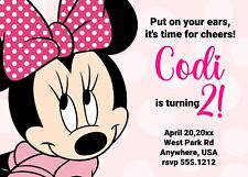 Minnie Mouse Printed Birthday Invitations, Personalized INVITATIONS, Qty 30