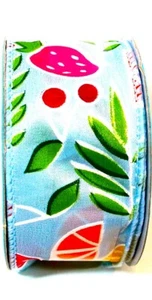Summer Fruit Ribbon,Blue,Glitter Accents,Polyester,Jo-ann's,1.5" x12ft. - Picture 1 of 2