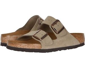 Birkenstock Arizona Soft Footbed Suede Leather sandals taupe EU 42 medium/narrow