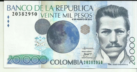 COLOMBIA 20000- 20 000 PESOS 2010 P 454. UNC GEM. 02GX 14FEB Cover