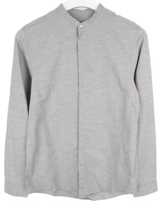 COS Slim Shirt Men's EU 38 Grey Melange Mandarin Collar Casual - Image 1 of 4