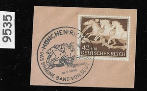 Stamp 1942 Brown ribbon horse Munich cancel  B205 Third Reich Germany   #9535 - Picture 1 of 1