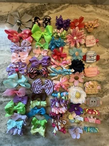 Lot Hair 55 Small Size Bow, Barrettes Leopard, Flower, Stripes, Polka Dot - Picture 1 of 6